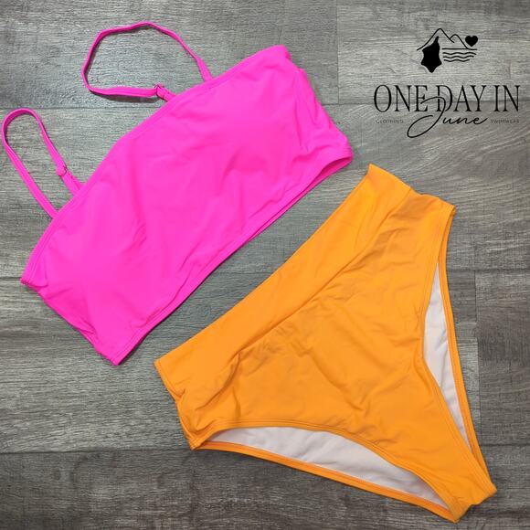 Adisputent High Waiist Bandeau Bikini Swimsuit Size XL - Picture 1 of 4
